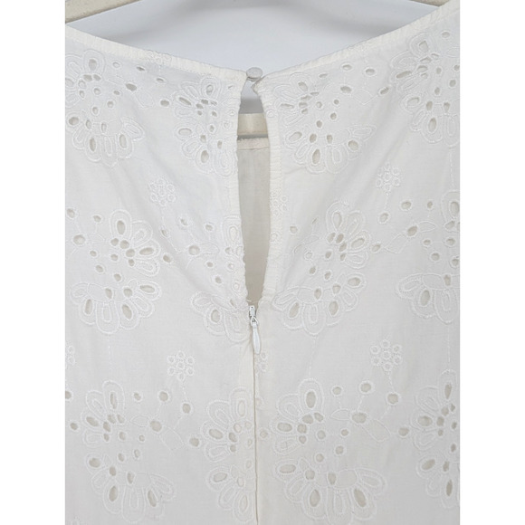 Express White Eyelet Floral Peplum Ruffle Puff Sleeve Cottage Coquette Blouse LG - Picture 4 of 10